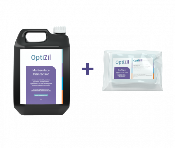 OptiZil Multi-Surface Disinfectant - 5L - with FREE eco-friendly dry wipes OFFERS AVAILABLE